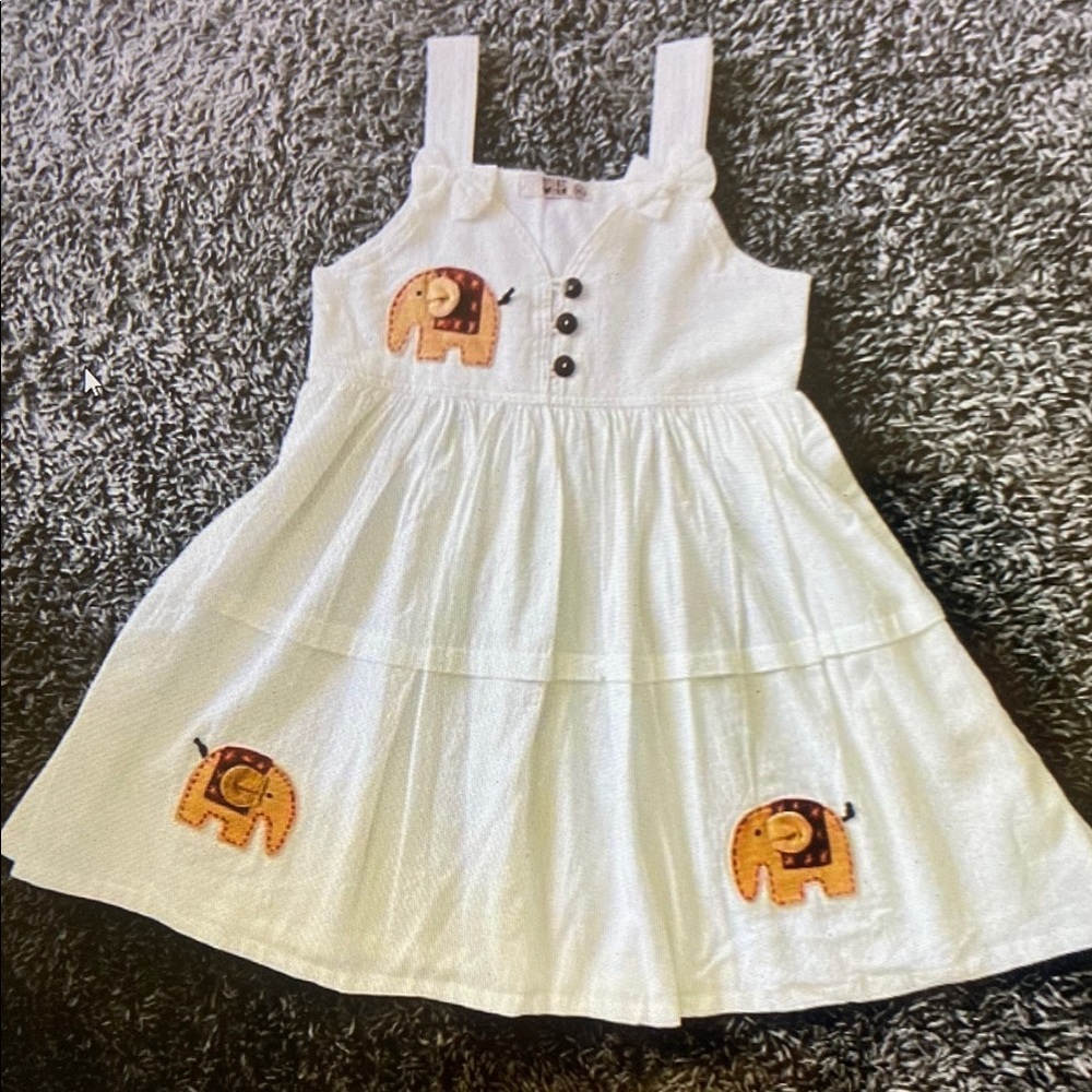 Charming White Elephant Kids Dress